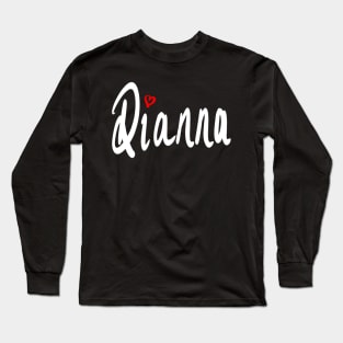 Dianna girls name woman’s first name in white cursive calligraphy personalised personalized customized name Gift for Dianna Long Sleeve T-Shirt